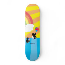 Penguins with ice cream and balloons custom skateboard