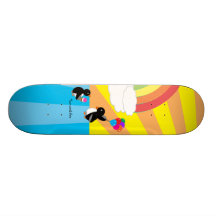 Penguins with ice cream and balloons custom skateboard