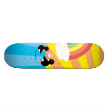 Penguins with ice cream and rainbow skateboard