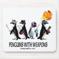 penguins with weapons mouse mats