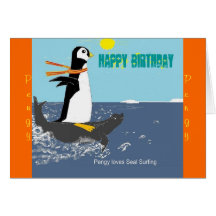 Pengy The Penguin Birthday Card.