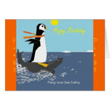 Pengy The Penguin Birthday Card.