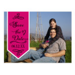 Pennant Banner Modern Swirl Save the Date Postcard