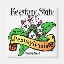 Pennsylvania Keystone State Mountain Laurel Refrigerator Magnet