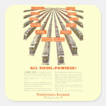 Pennsylvania Railroads East-West Now all Diesel Square Stickers