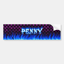 Penny blue fire and flames bumper sticker design