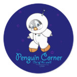 Penny Penguin Astronaut Round Stickers