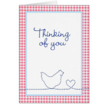 Pensée à vous : perte d'une poule carte de vœux