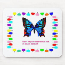 PENSÉE DE POSITIF DES TULIPES MOUSEPAD DE PAPILLON TAPIS DE SOURIS