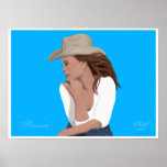 "Pensive" - Frameable Cowgirl Poster Print