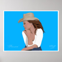 "Pensive" - Frameable Cowgirl Poster Print