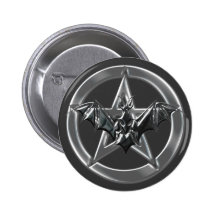 Pentacle Bat Pinback Buttons