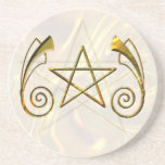 Pentacle Goldtone Beverage Coaster