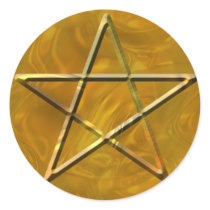 Pentacle in Gold Round Sticker