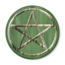Pentacle  in Wood Fridge Magnet