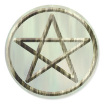 Pentacle in Wood Round Stickers