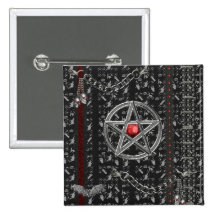 Pentacles and witches Halloween Buttons