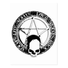 pentagram jouer du rock and petit pain skull wings cartes postales
