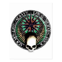 Pentagram jupe and petit pain skull cartes postales