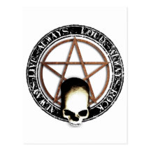 Pentagram jupe and petit pain skull cartes postales