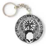 pentagram rock and roll skull wings keychains