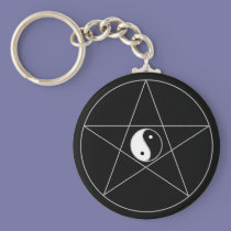 Pentagram Yin Yang keychains