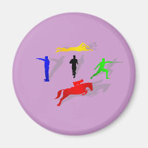 Pentathlon Fencing Shooting Swimming Jumping Run Fridge Magnets
