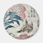 Peony and canary by Katsushika, Hokusai Ukiyoe Fridge Magnet