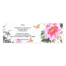 Peony Bookmark/Poetry by Skye Ryan-Evans Business Cards