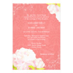 Peony + Damask Coral Reef Color Wedding Invitation