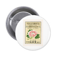 Peony Flowers Vintage Japanese Silk Label Pin