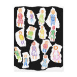 People Colorful Figures Drawing Torn paper against Post Cards