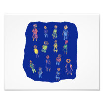People Colourful Figures Drawing Torn paper agains Photographic Print