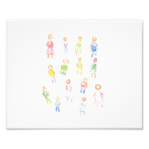 People Colourful Figures Drawing Torn paper clear  Photo Print