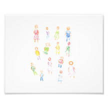 People Colourful Figures Drawing Torn paper clear  Photo Print