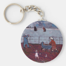 People on a promenade keychain