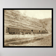 People Outside Train near Hot Springs SD 1891 Poster