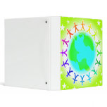 People united atop world globe binders
