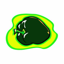 Pepper green habanero on bright yellow photo cutout