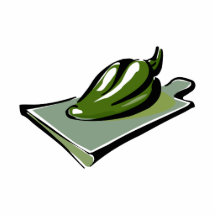 Pepper green on cutting board graphic cut outs