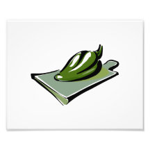 Pepper green on cutting board graphic photographic print