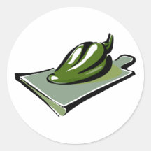 Pepper green on cutting board graphic sticker