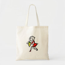 Pepper in hand of woman in red dress canvas bag