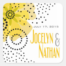 Pepper Poppies - yellow Square Stickers