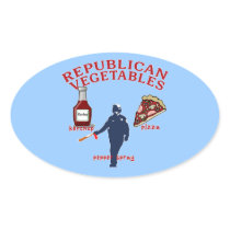 Pepper Spray, Pizza and Ketchup Oval Stickers