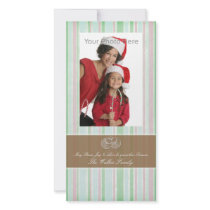 Peppermint green photo christmas card personalized photo card
