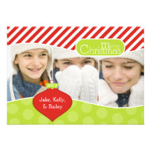 Peppermint Wave Christmas Ornament Photo Collage Personalized Invitations