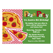 Pepperoni Pizza Party Personalized Invite