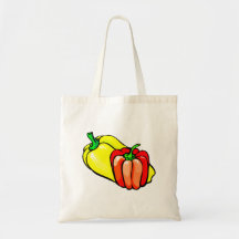 Peppers bright yellow and red graphic bags
