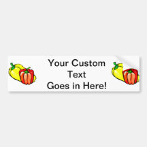 Peppers bright yellow and red graphic bumper sticker